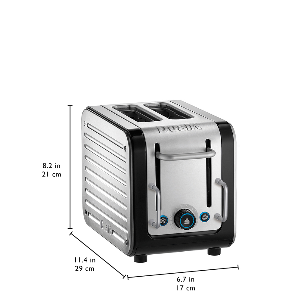 Dualit Architect 2 Slot Black Body With Stainless Steel Panel Toaster