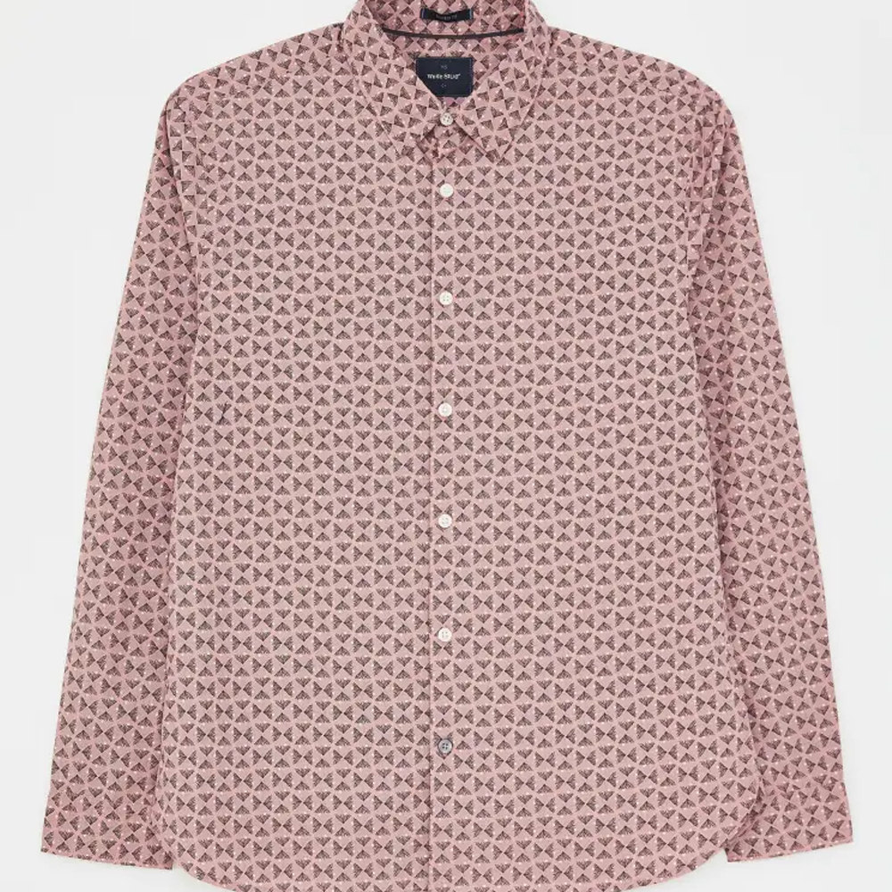Abstract Fern Print Shirt  Light Pink/LARGE