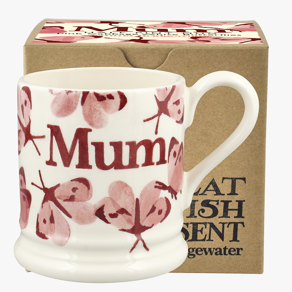 Emma Bridgewater Pink Cabbage White Butterfly Mum 1/2 Pint Mug Boxed