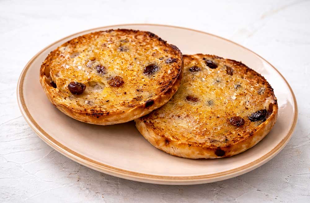 toasted teacakes with melted butter